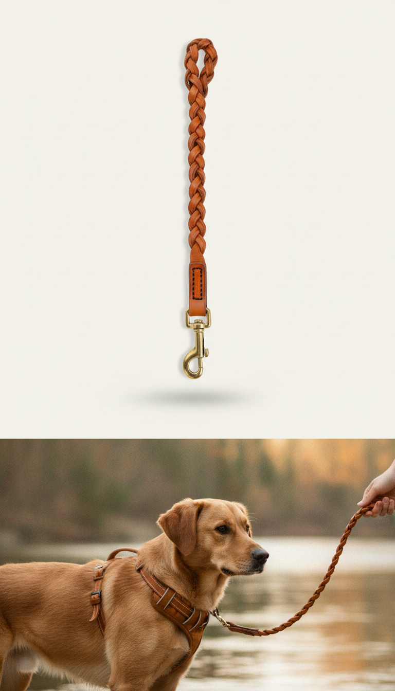 Sunlit amber nylon dog lead with rust-resistant metal clip