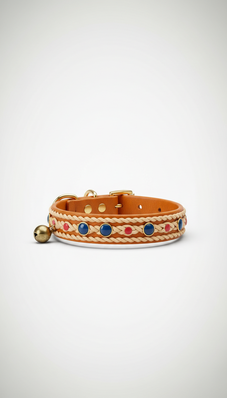 Slim leather cat collar with buckle closure