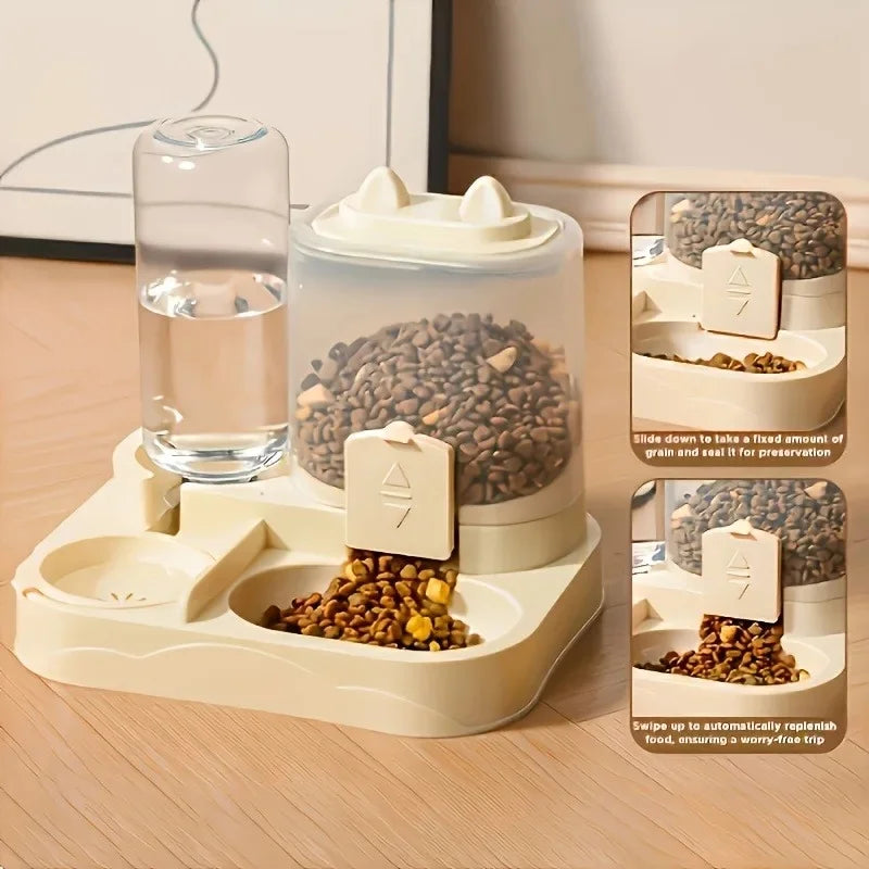 Separate food tray and water bowl in one weighted base