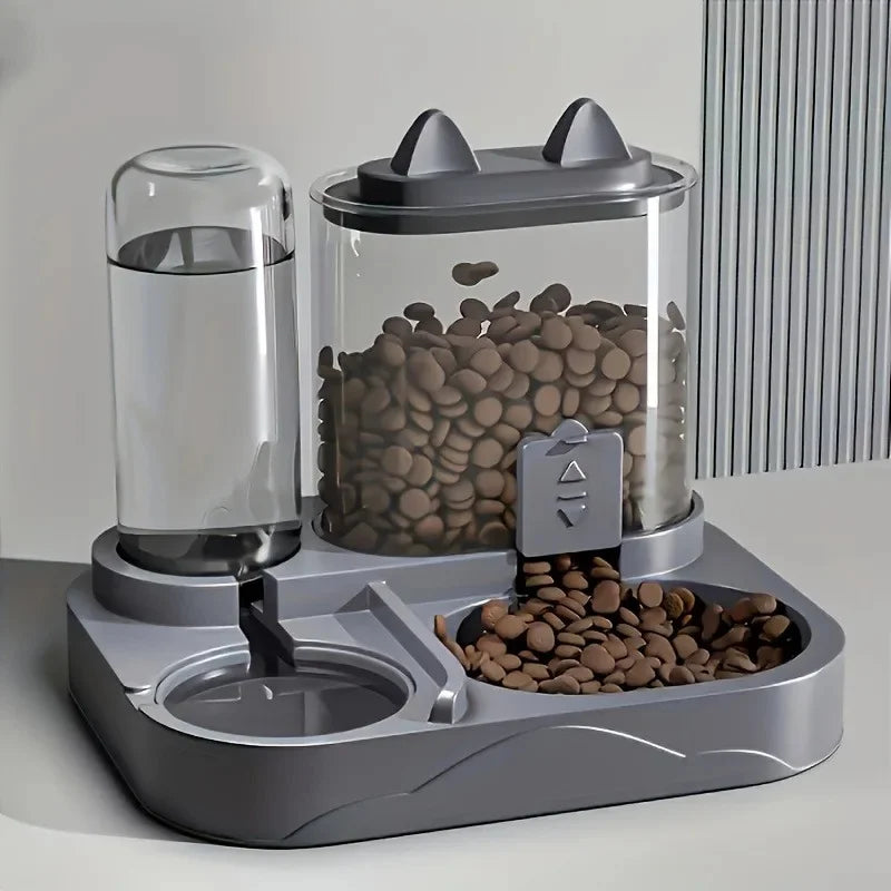 Brookside 2-in-1 gravity pet feeder and water station with clear food hopper