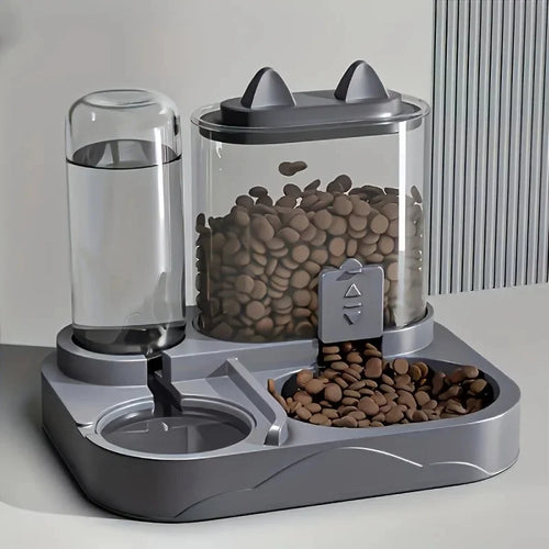 Brookside 2-in-1 gravity pet feeder and water station with clear food hopper