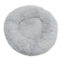 Nestle round plush pet bed in light grey