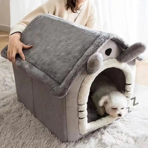 Enclosed pet house bed shown from the side