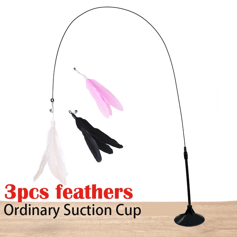 Featherchase cat wand multi-pack set with standard suction base