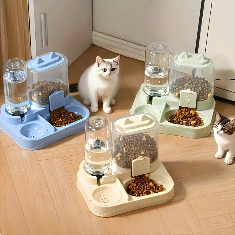 Cat eating from the Brookside gravity feeder tray
