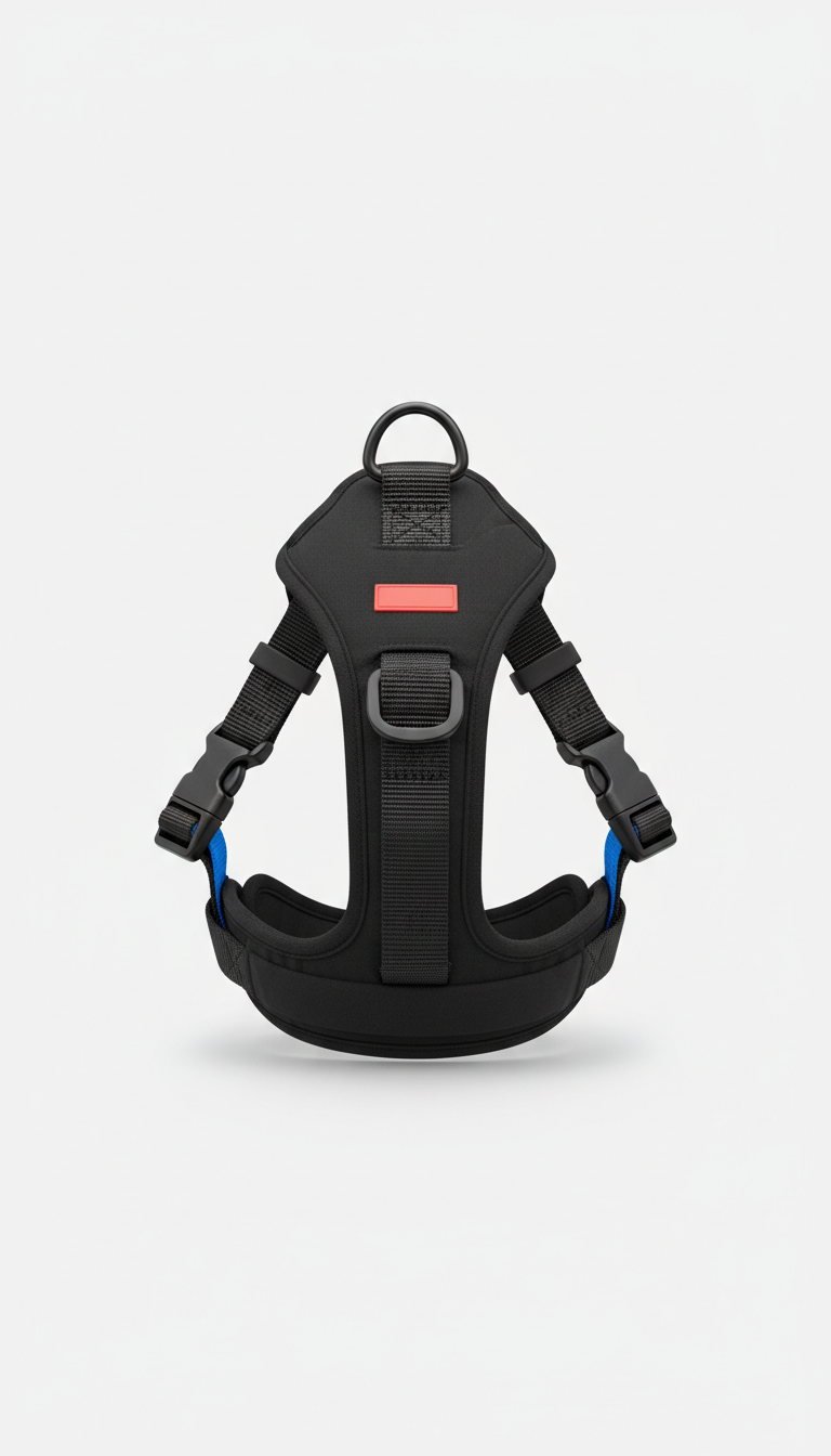 Charcoal black no-pull dog harness with breathable mesh chest panel