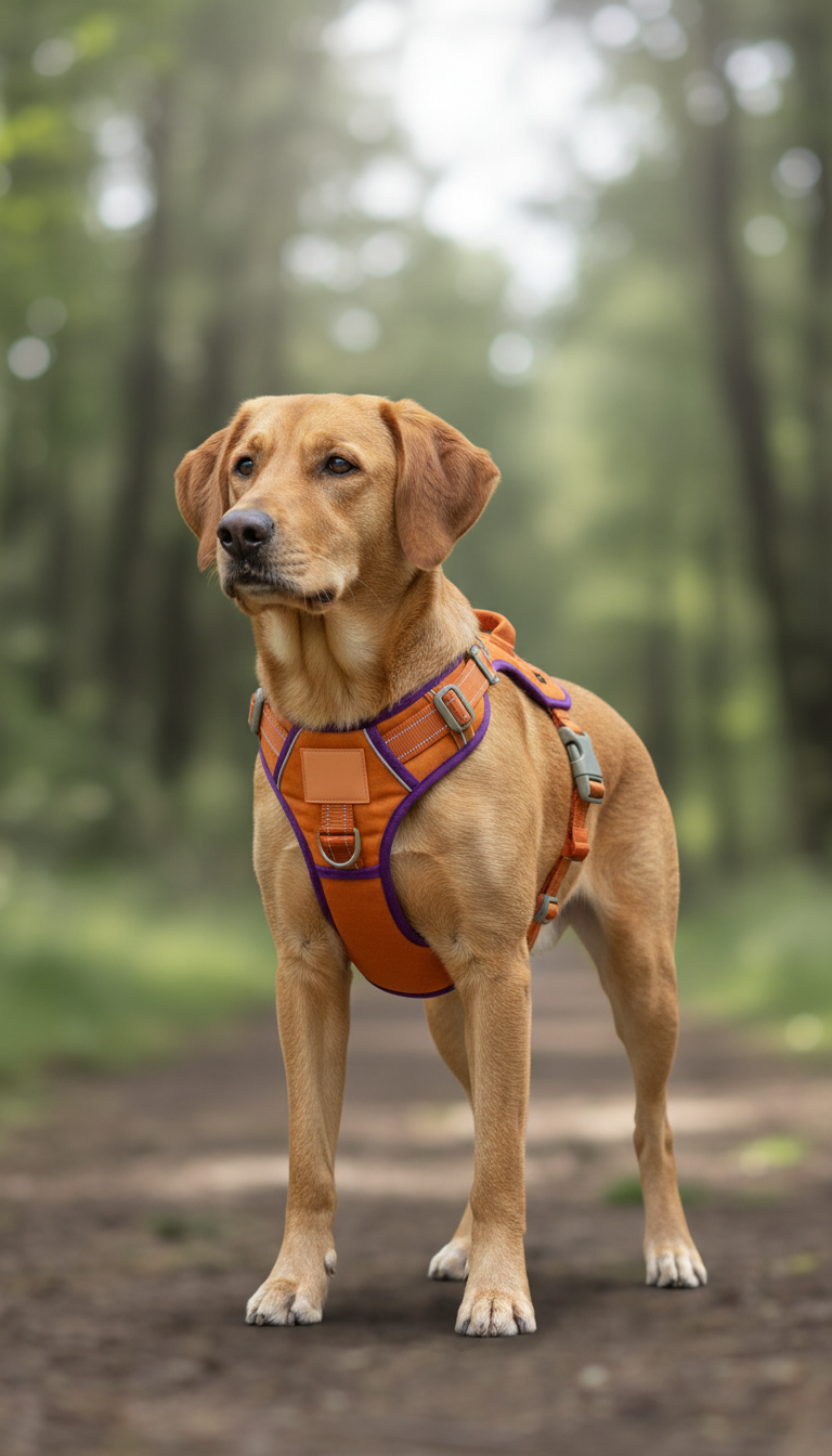 Amber orange adjustable no-pull dog harness