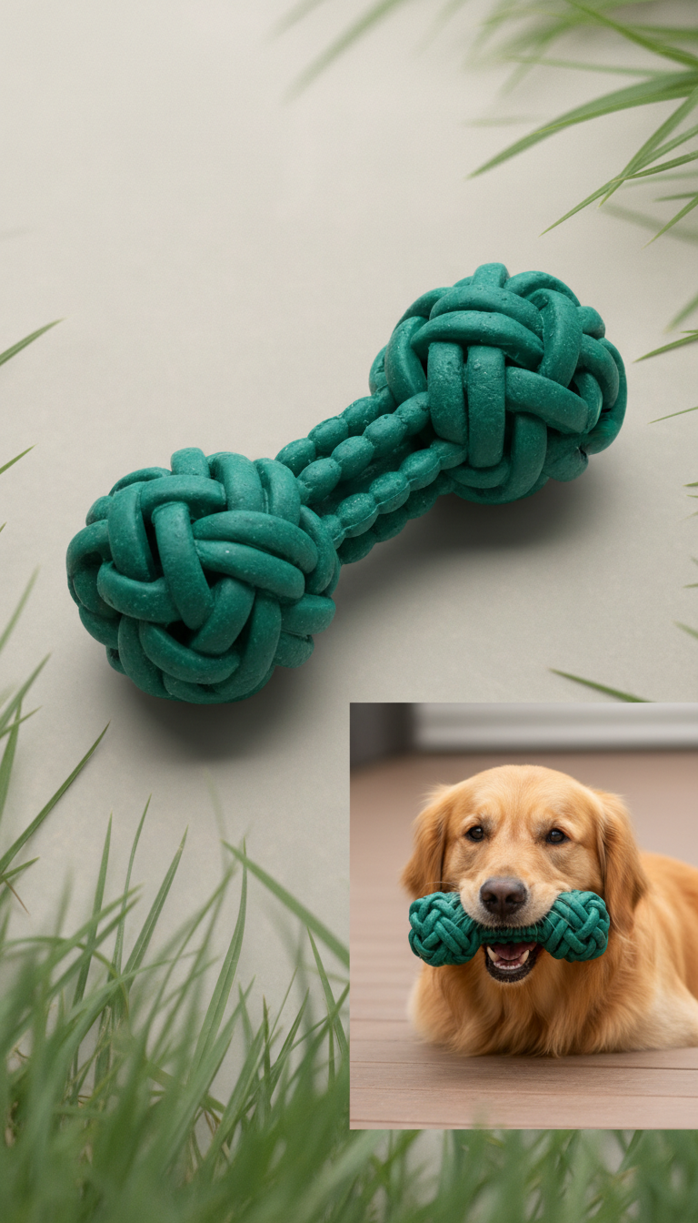 Emerald green ridged rubber dog chew toy