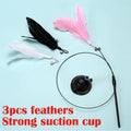 Interactive Suction Cup Cat Wand Toy with Simulation Feather
